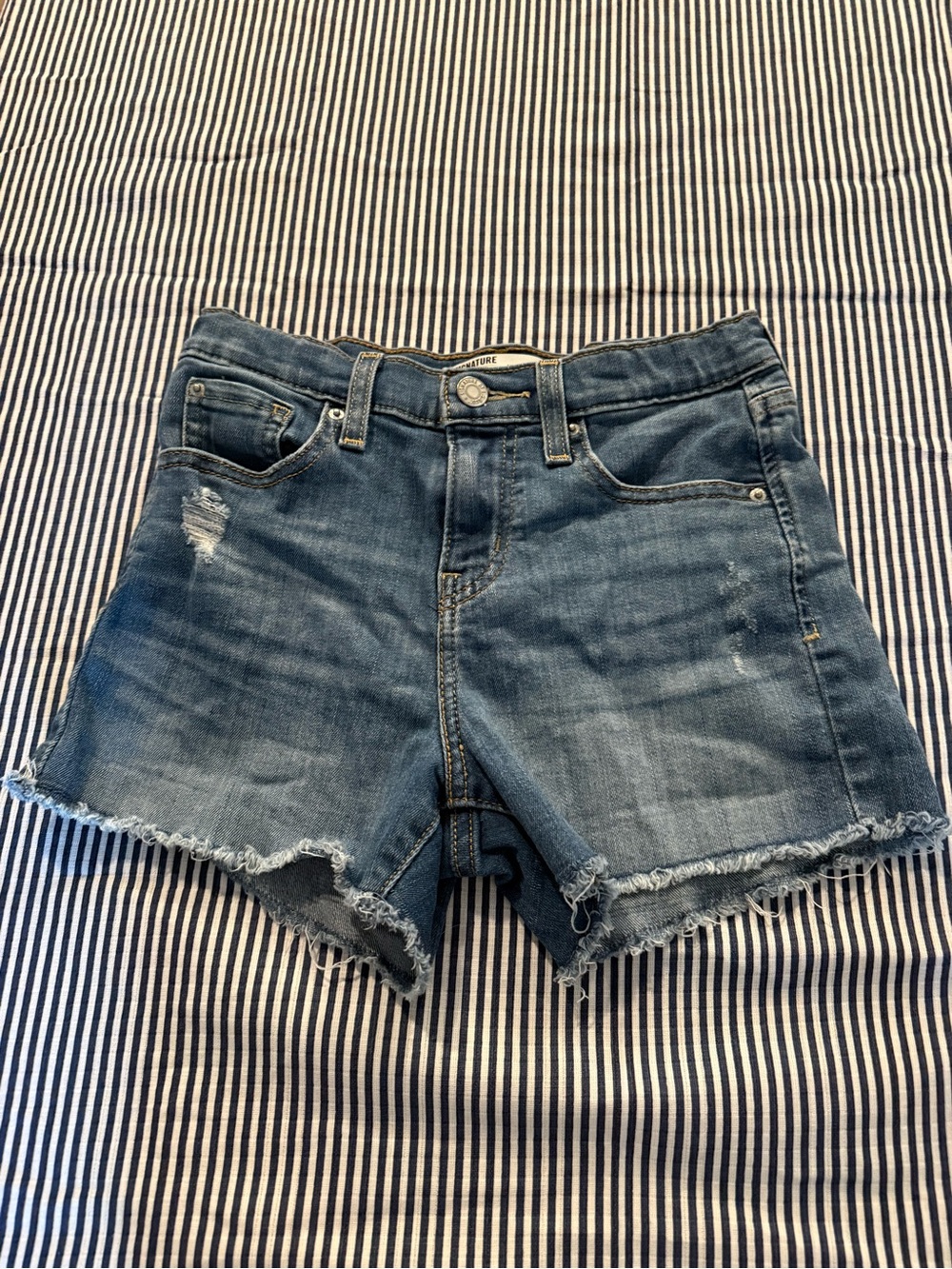 Signature by Levi Strauss Frayed Hem Denim Shorts - Blue